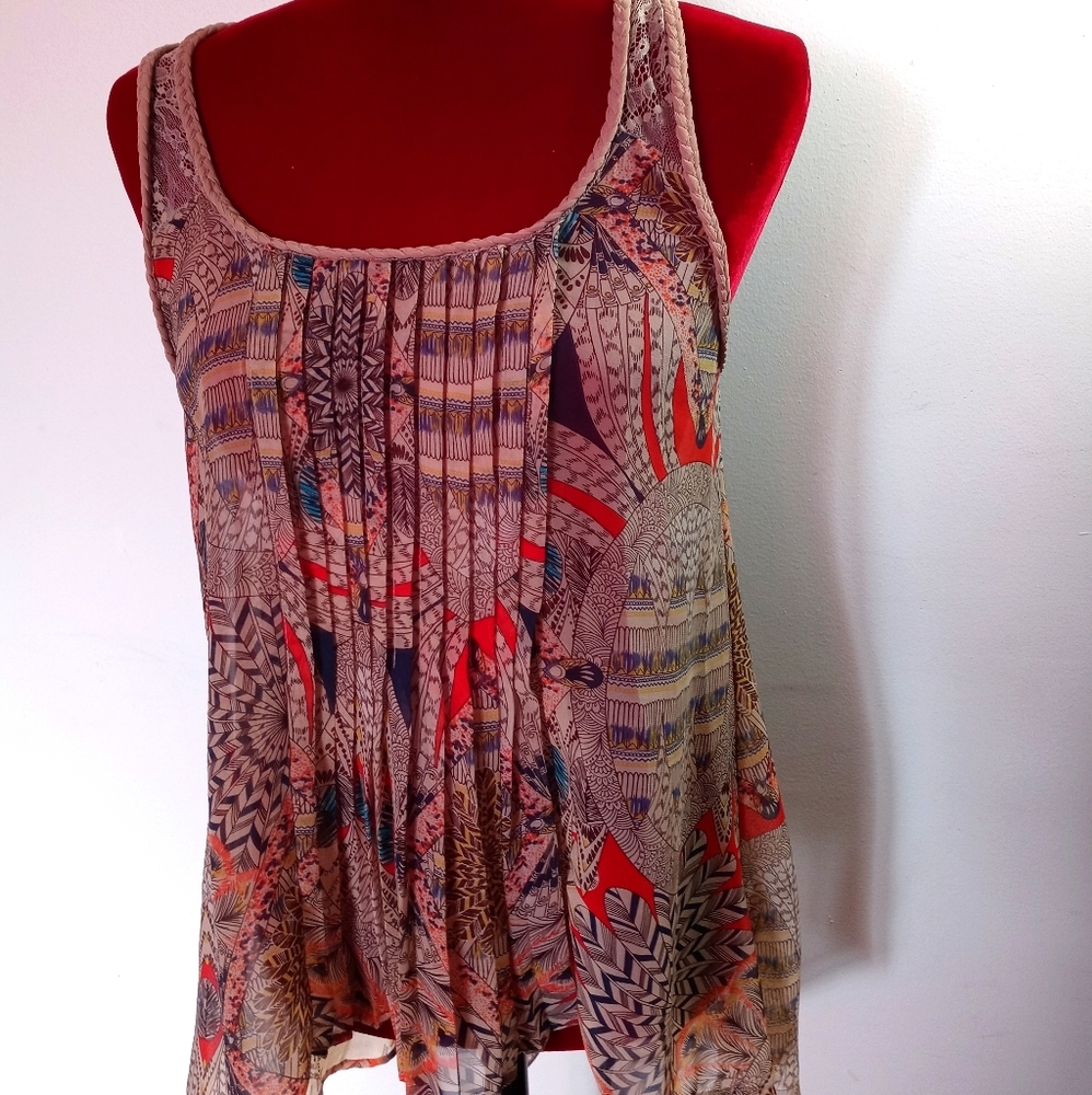 🏖 Doe & Rae Sleeveless High Low Blouse Sz S